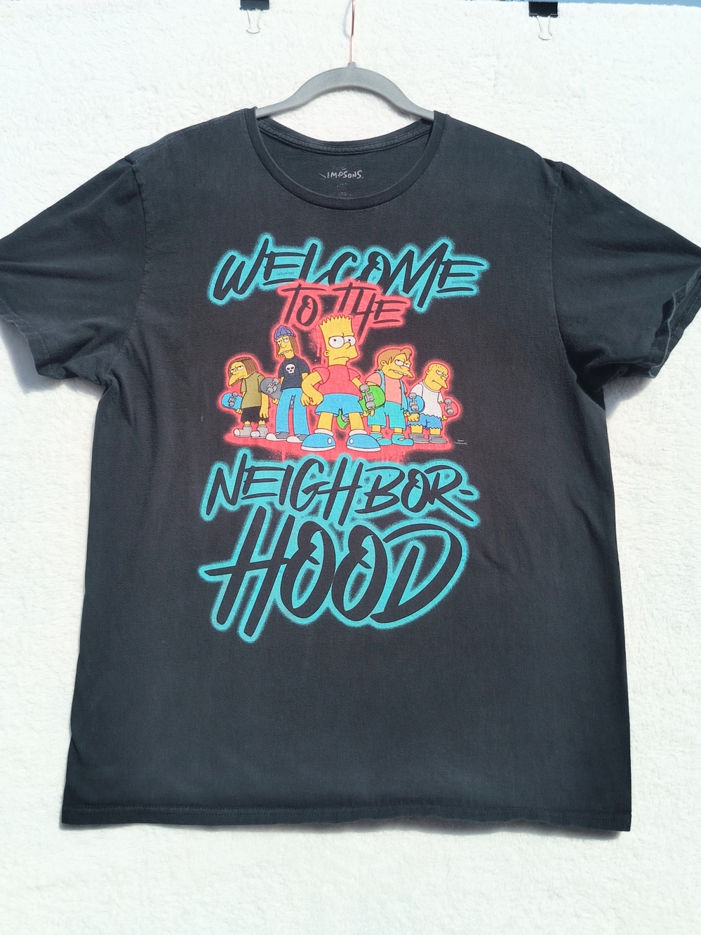 The Simpsons 'Welcome to the Neighborhood' Skater Bart Graphic T-Shirt MS 48